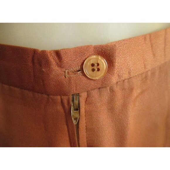 Vintage Womens Pants 10 27x30 John Meyer 1960's Shiny Pleated Salmon Pink - Picture 6 of 6